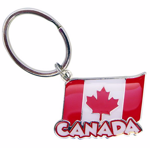Canada Flag Keychain with Bold Font, Patriotic Canadian Flag Design