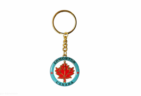 Maple Leaf Spin-Edmonton key chain with a stylish design, perfect for showcasing your love for Edmonton. This key chain features a spinning maple leaf emblem