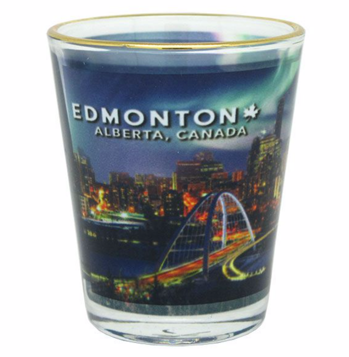Northern Lights, Edmonton, Canada, Shot Glass BIGGLE Souvenirs & Gift