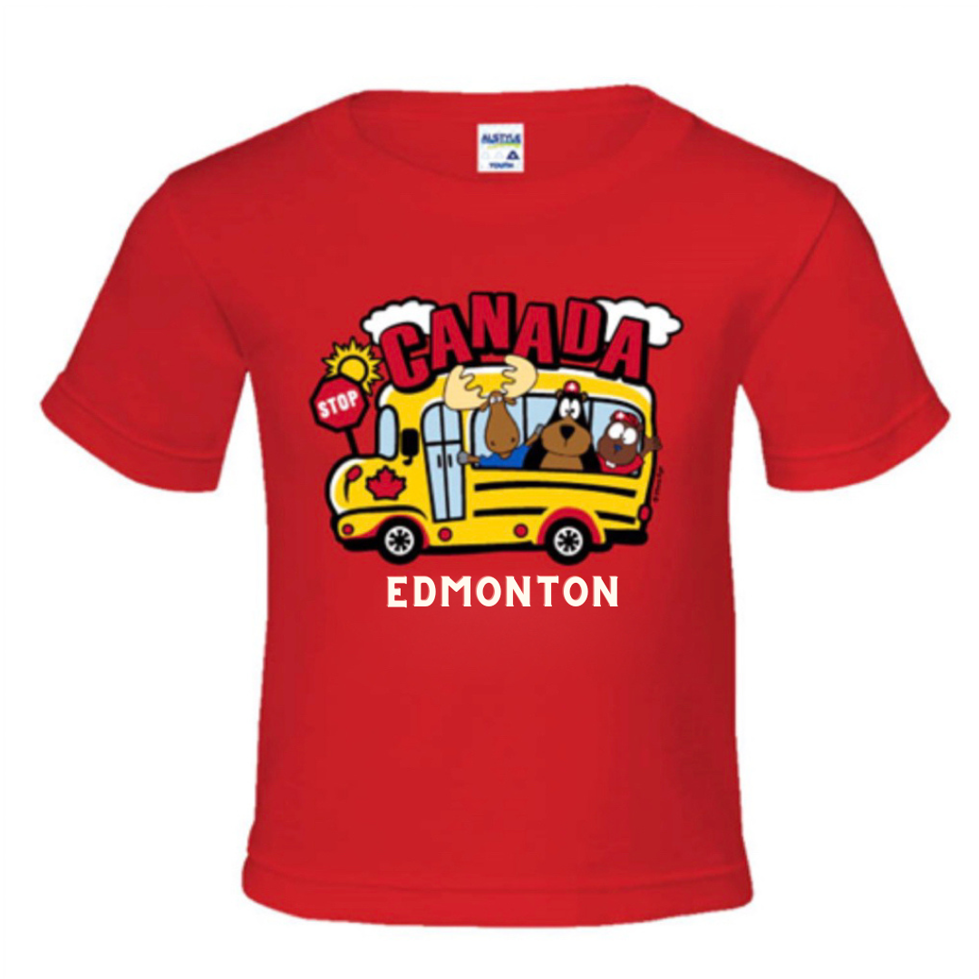 Edmonton TShirt Kids Red School Bus Premium Quality BIGGLE