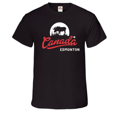 Edmonton T-Shirt, Adult Black - Moose Silhouette Graphic