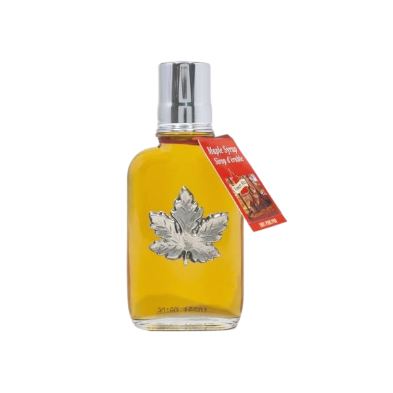 Grade A Pure Organic Canadian Maple Syrup, 100ml Flask Bottle, Maple Leaf Shape