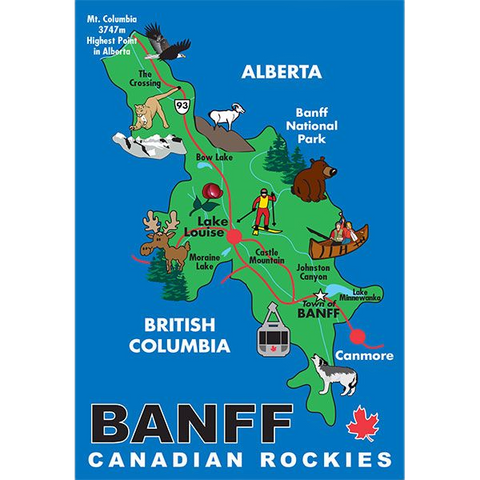 Canada Souvenir Banff National Park Map Postcard 