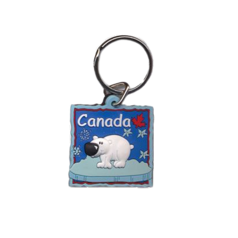 Souvenir Keychain featuring a cute Polar Bear - Canada-themed design