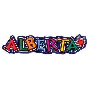 Alberta Souvenir Fridge Magnet Text Alberta with Maple Leaf