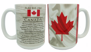 Mug Photo White 15 oz., Waving Flag & Story, Canada General