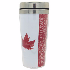 Travel Mug Stainless steel inside, plastic outside, Distressed Flag, Canada General