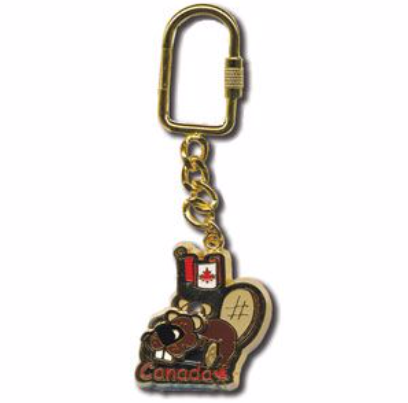 Enamel key tag featuring moving wildlife icon, Canada-themed souvenir