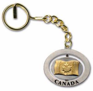 Pewter Swivel Key Tag, Canada Flag - 1.25 x 1.75'',
