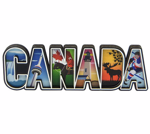Magnet Wood 3D Script, Icons in Text, Canada General