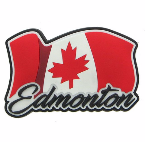 Rubber Art Magnet - approx. size 3 x 3.5'' Imp, Canada Flag, Edmonton