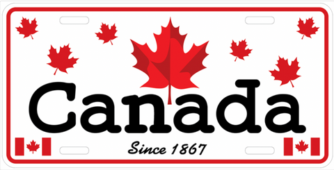 License Plate 12 × 6 inch - Maple Leaves Canada