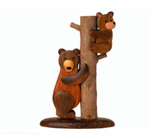 Wooden - Figurine - Bears Climb Tree - Large