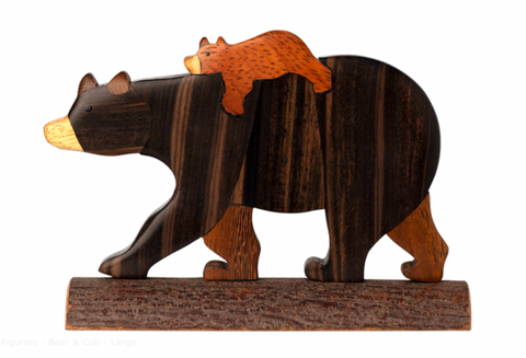 Wooden - Figurine - Bear & Cub - Large