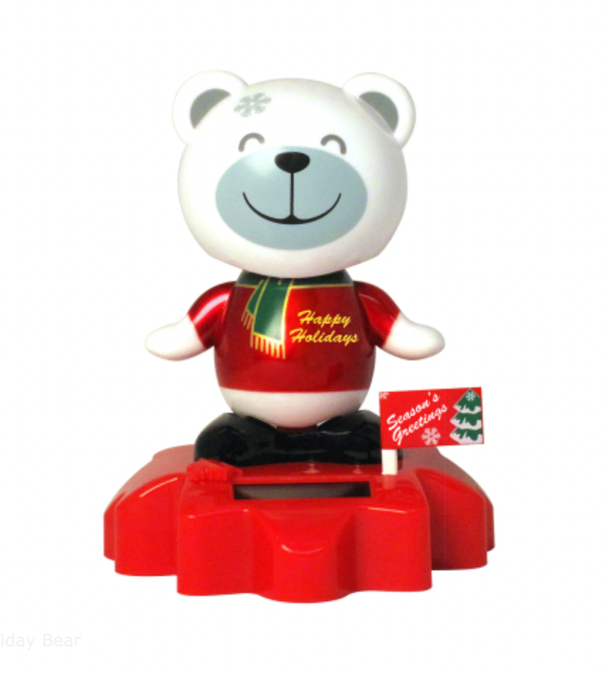 Solar Dancing White Happy Holiday Bear