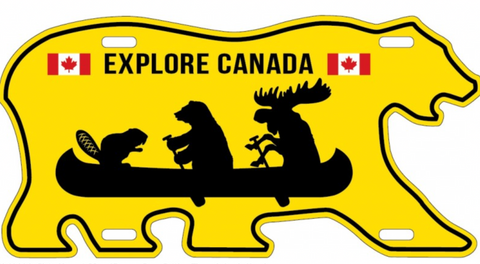 License Plate Magnet 90 × 45 mm - Bear Cutting Three Animals Kayak