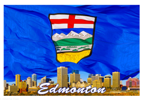 Edmonton Souvenir Fridge Magnet - Edmonton with Alberta Flag