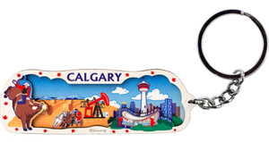 Shiny laser-cut keychain featuring the scenic beauty of Calgary, a must-have accessory for your keys