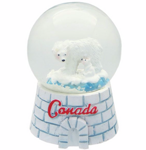 45mm Snow Globe featuring two adorable polar bears playing in the snow