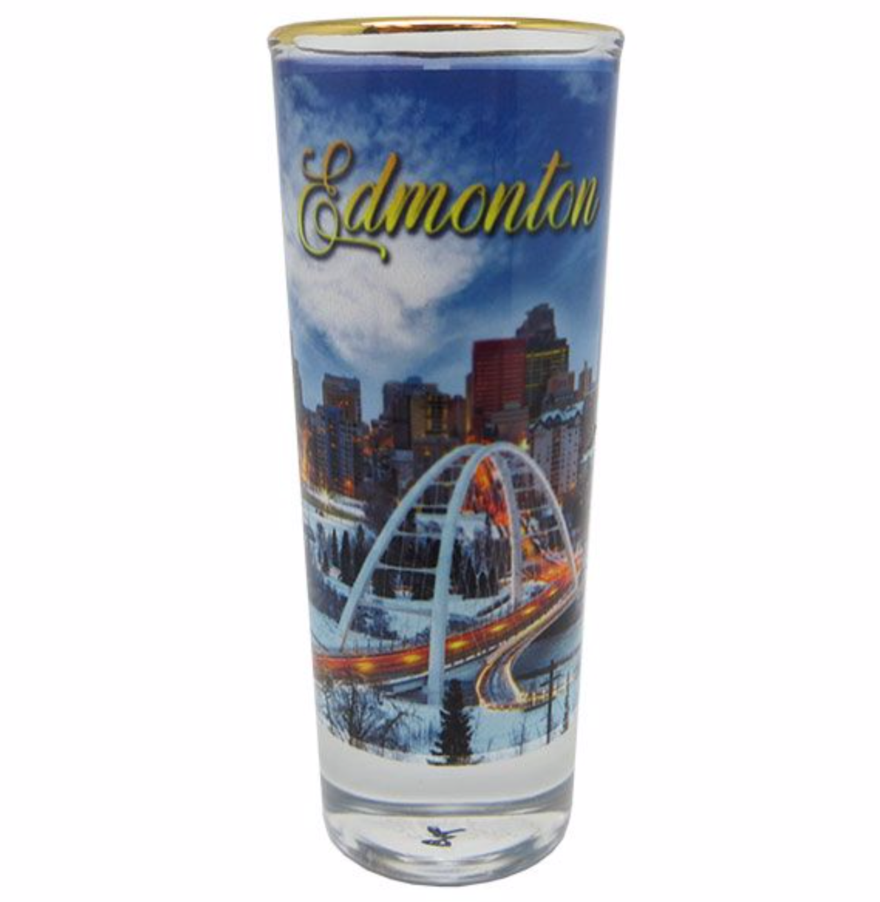 Shooter Dye Sublimation with Gold Rim, Cityscape in winter, Edmonton
