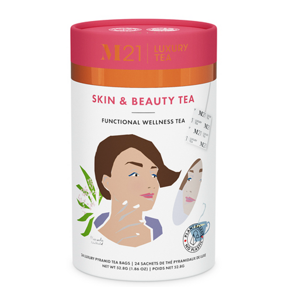 Indulge in the beauty of M21 Luxury Tea - Skin & Beauty blend, a premium infusion for radiant wellness