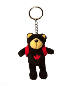 Black Bear with Canada Red Backpack Key Chain