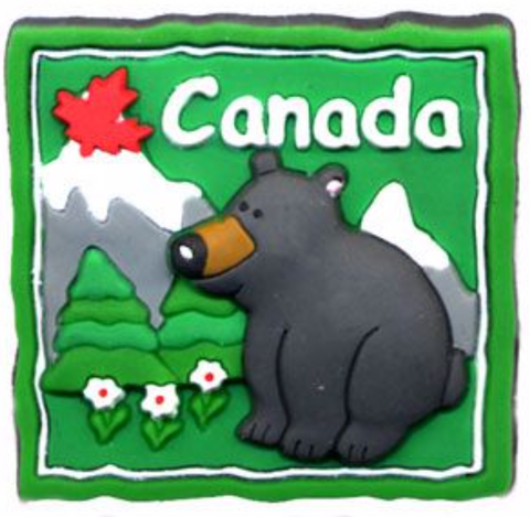 Rubber Art Magnet, approx. size 1.5 x 1.5'', Cartoon Black Bear