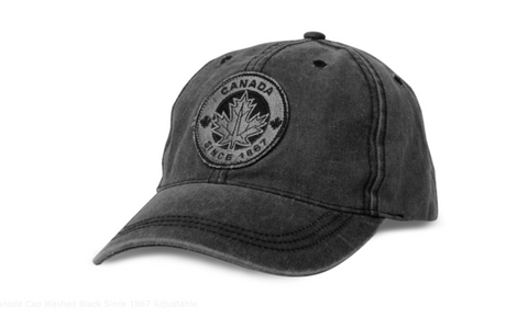 Canada Cap Washed Black Since 1867 Adjustable