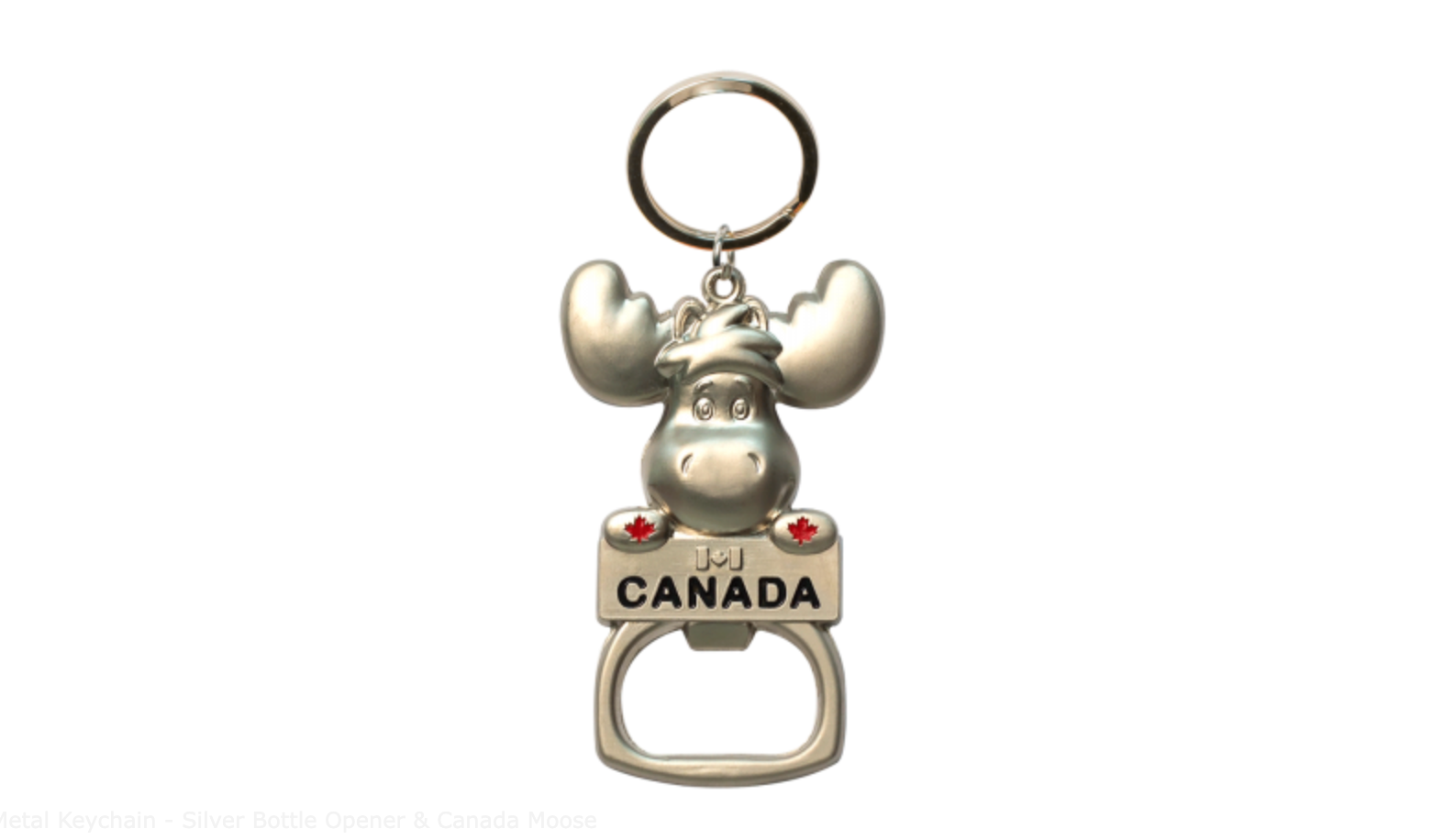 Metal Keychain - Silver Bottle Opener & Canada Moose