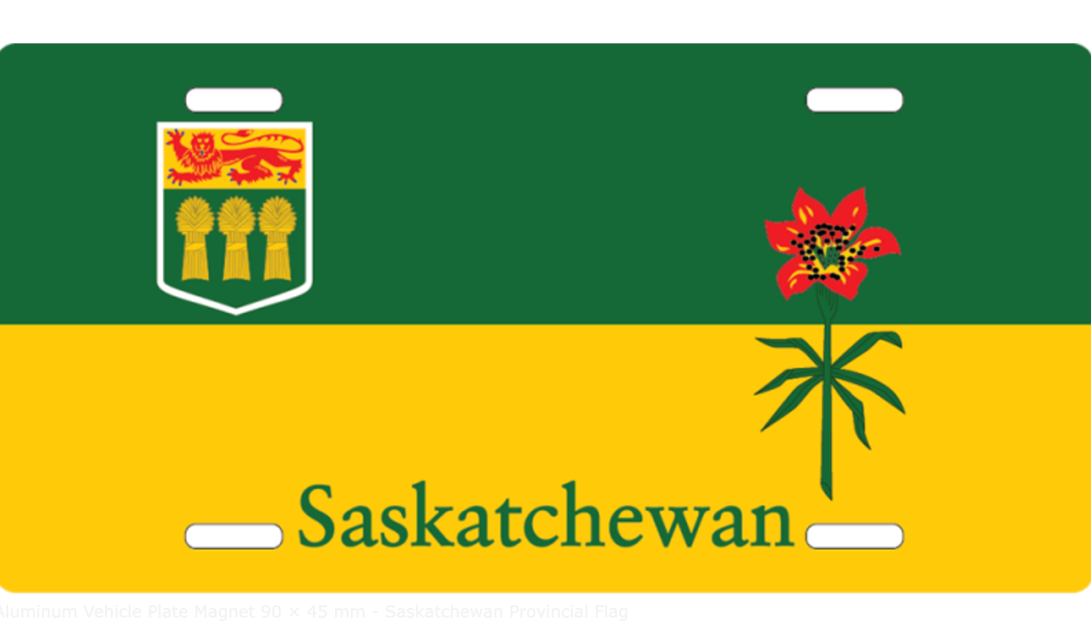 Aluminum Vehicle Plate Magnet 90 × 45 mm - Saskatchewan Provincial Flag