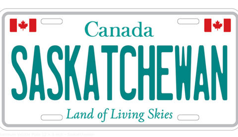 Aluminum Vehicle Plate 12 × 6 inch - Saskatchewan