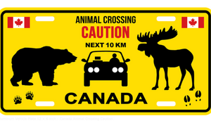 Aluminum Vehicle Plate 12 × 6 inch - Canada Animal Crossing Caution