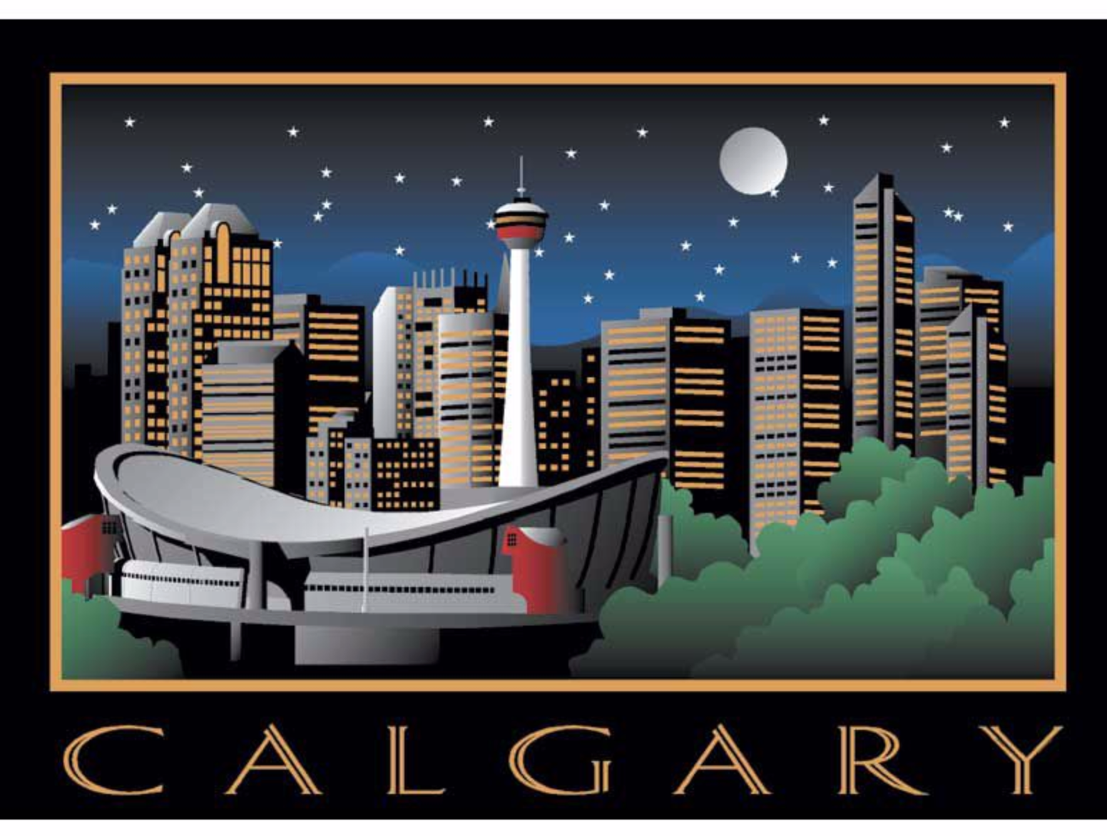 Photo Magnet - 2 x 3'', Calgary Nightfall, Calgary