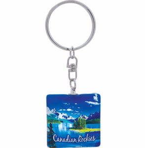 Glass Square Key chain, Maligne Lake, Canadian Rockies