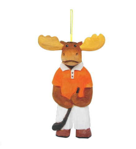 Wooden Ornament-Golf Moose