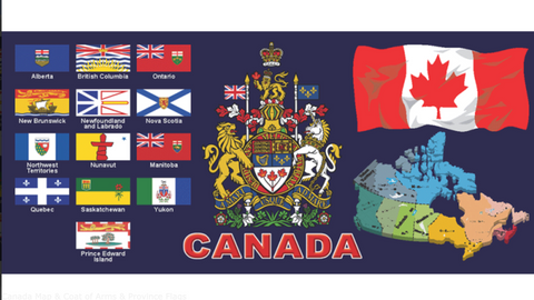 Canada Map & Coat of Arms & Province Flags