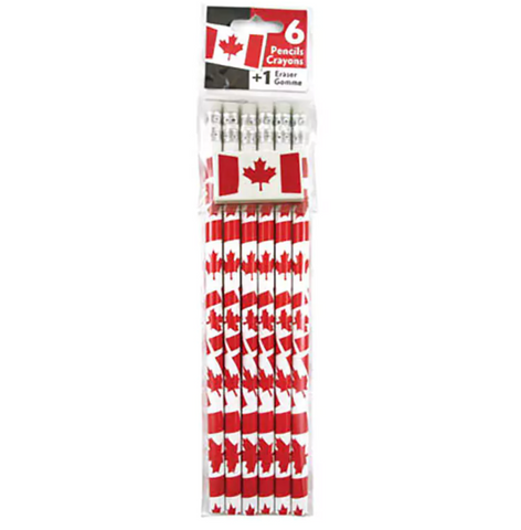 6 Pencil Pack + Eraser - Canada Flag