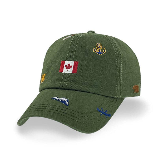 Canada Icons All-Over Embroidery Cotton Cap: Pine