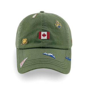 Canada Icons All-Over Embroidery Cotton Cap: Pine