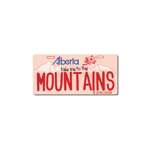 Mountains Alberta License Plate Matte Vinyl Sticker