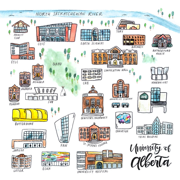 University of Alberta Campus Map: 12x12" print