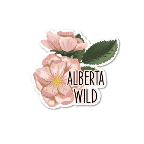 Alberta Wild Rose Floral Matte Vinyl Sticker