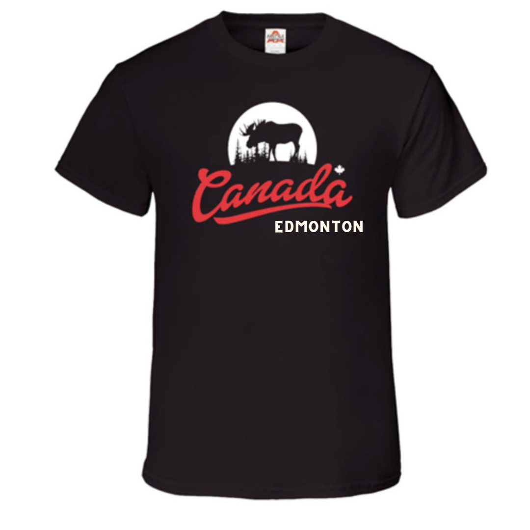 Edmonton Youth Black T-Shirt with Moose Silhouette
