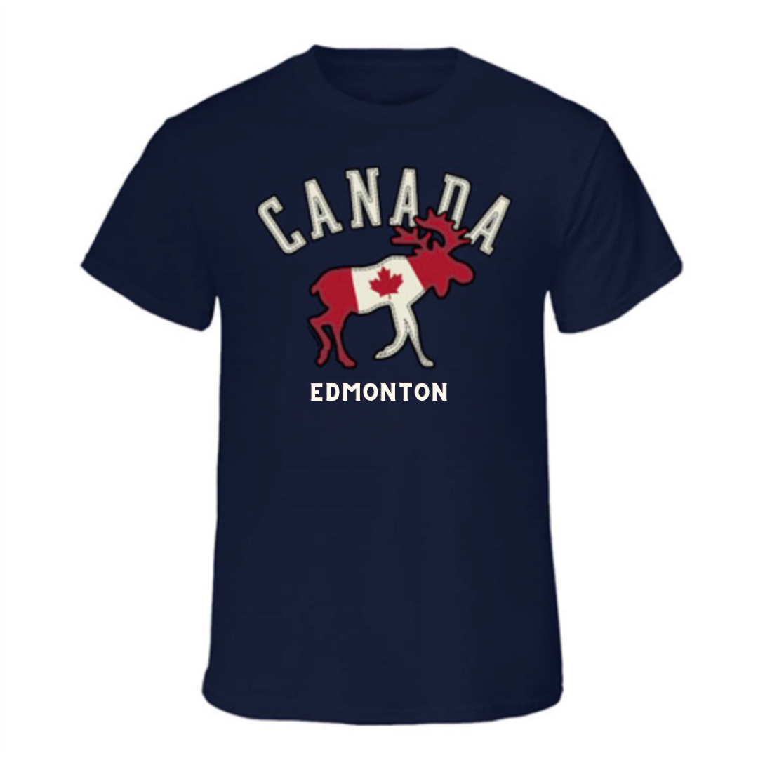 Edmonton T-Shirt in Adult Navy with Heritage Moose Design