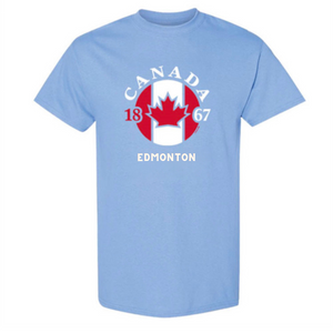 Carolina Blue Edmonton T-Shirt with Circle Flag Design for Adults