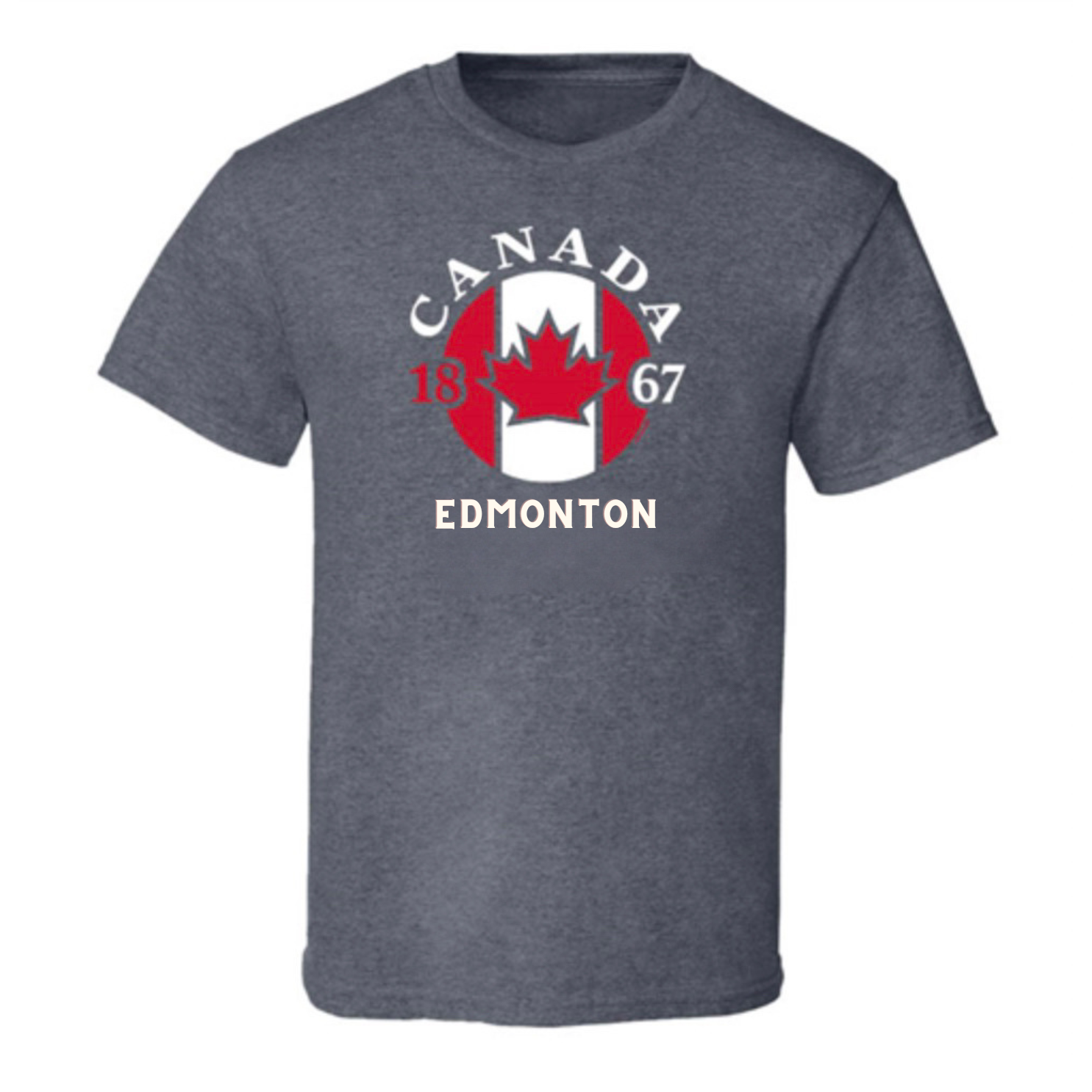 Edmonton T-Shirt Adult Charcoal Heather Circle Flag