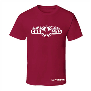 Edmonton T-Shirt Adult Cardinal - Wilderness, a comfortable and stylish red shirt with a wilderness design