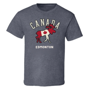 Edmonton T-Shirt in Adult Charcoal Heather with Heritage Moose Design