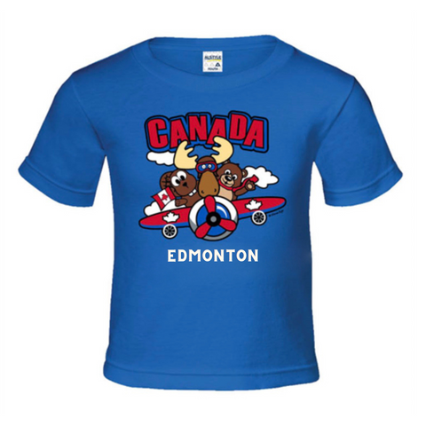 Edmonton T-shirt Kids Royal Blue - Canada Pilots Logo on a Child's Royal Blue T-shirt
