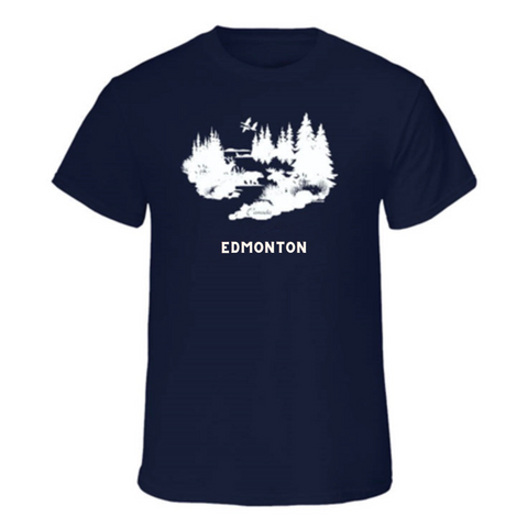 Edmonton T-Shirt - Adult Navy with Wildlife Graphic